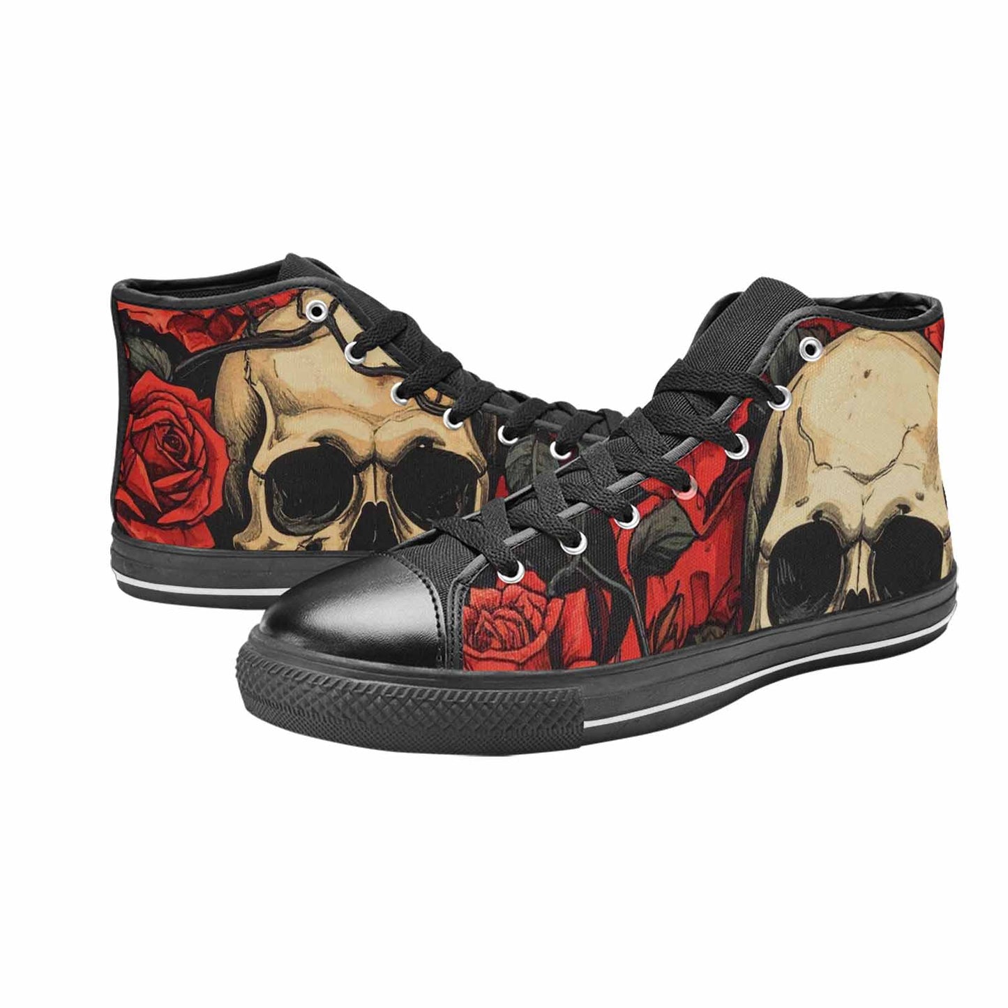 WOMEN'S Skulls Roses Bold Pen Ink High Top Canvas Y2K Sneakers
