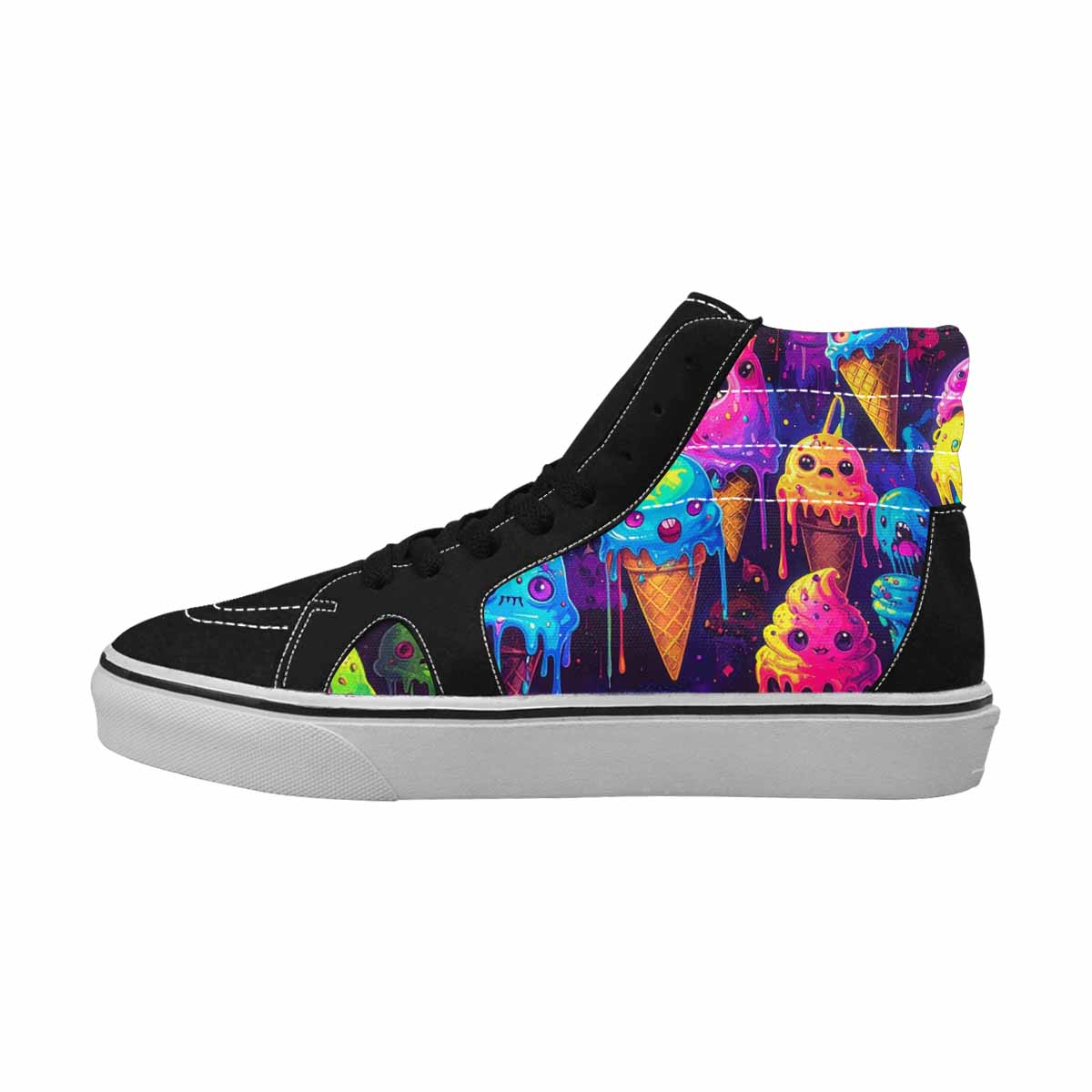 MEN'S Ice Cream Monsters  High Top Canvas Vibrant Chaos Sneakers