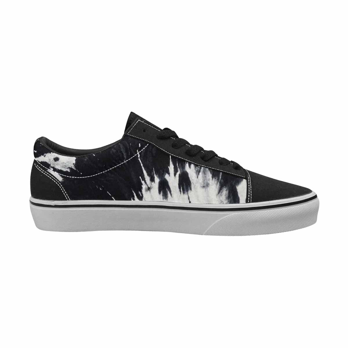 WOMEN'S Black White Animal Print Canvas Lace-Up Cottagecore Custom Sneakers