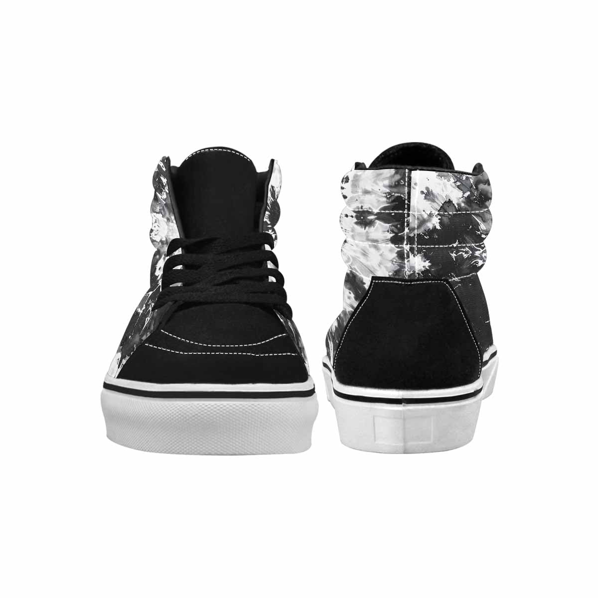 WOMEN'S Tie Dye Acid Wash Black White High Top Canvas Cottagecore Shoes