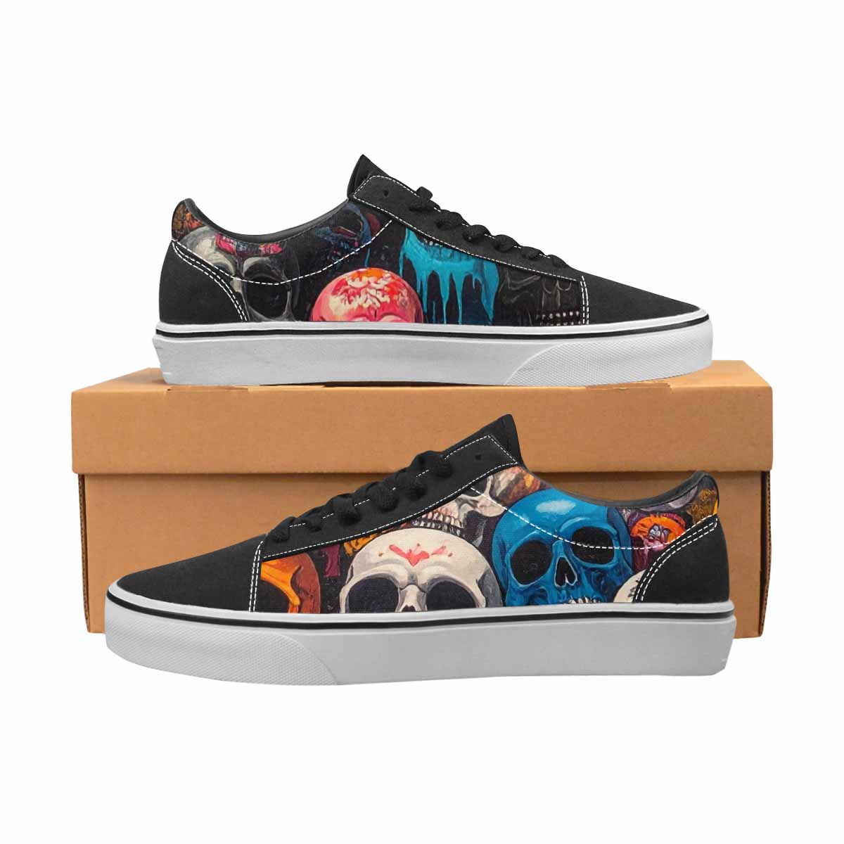 WOMEN'S Skulls (general) Skulls Lace-Up Canvas Surreal Shoes