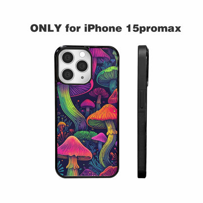 iPhone 15 Pro Max Case — Mushroom Psychedelic Art Seamless Pattern Vibrant, Custom Printed Phone Case