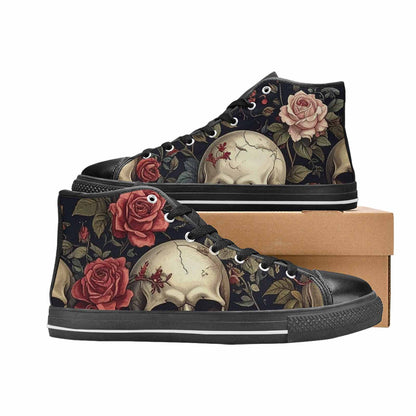 MEN'S Skulls - Roses High Top Canvas Neon Fantasy Custom Shoes