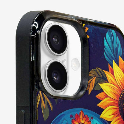 iPhone 16 Case — Sunflower Skulls Print, Personalized Phone Case