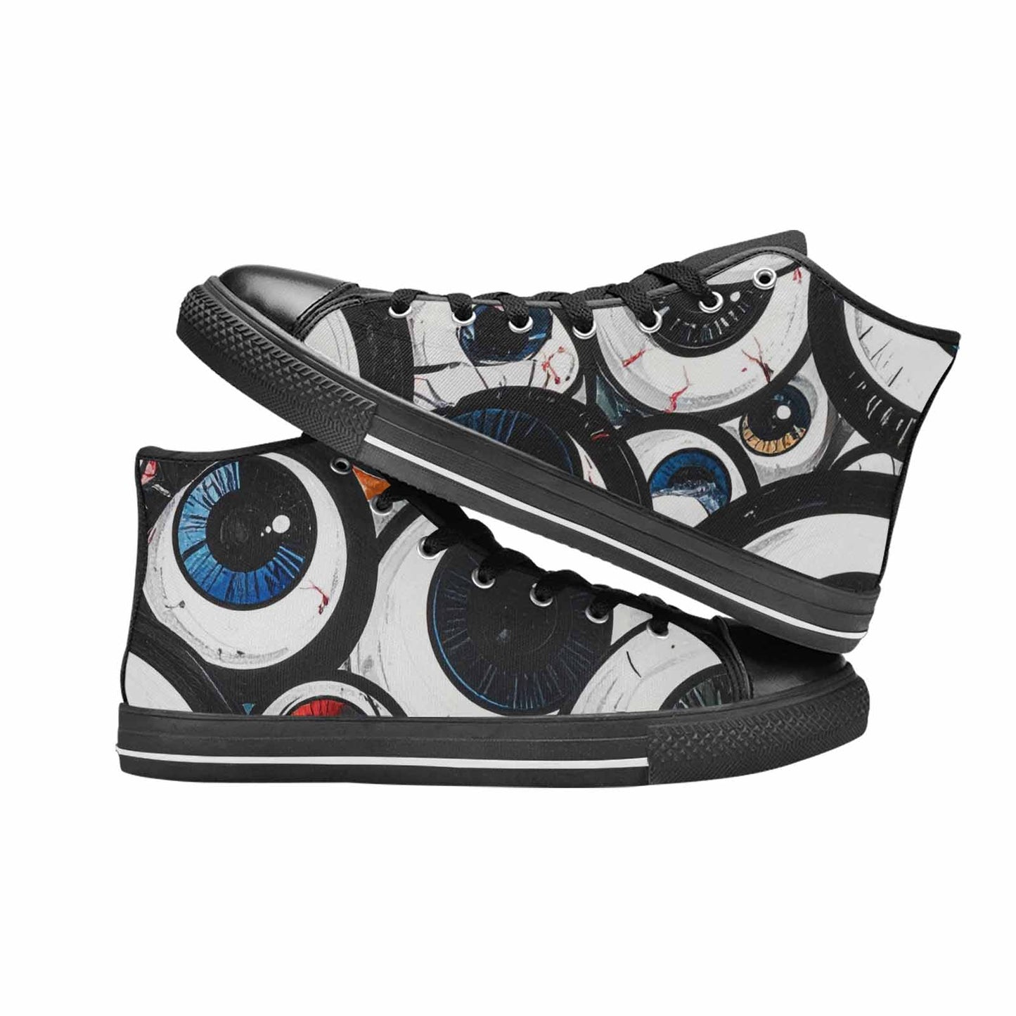 WOMEN'S Googly Cartoon Eyeballs High Top Canvas Wallpaper Art Custom Shoes
