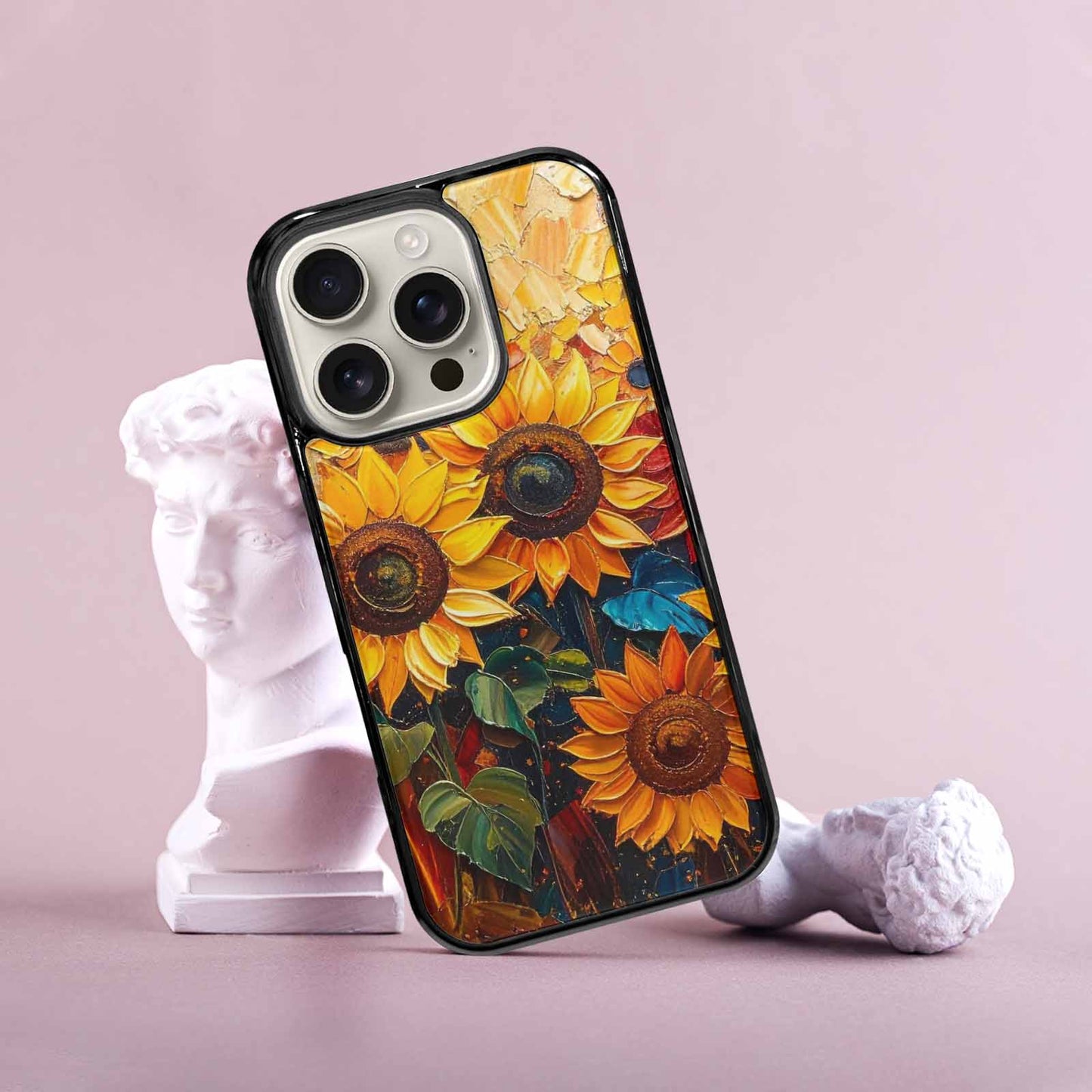 iPhone 16 Pro Case — Impressionist Sunflower Brushstroke Pattern Hundreds Of, Custom Printed Phone Case