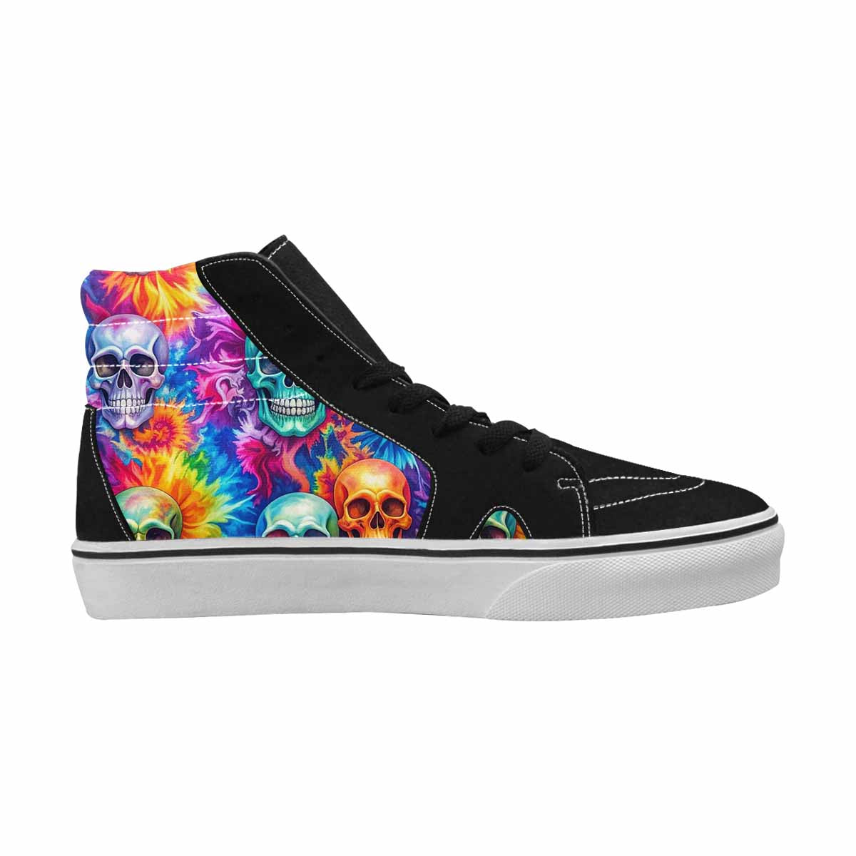 WOMEN'S Tie Dye Skulls Print High Top Canvas Surreal Sneakers
