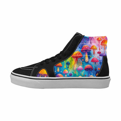 MEN'S Rainbow Drip Mushrooms High Top Canvas Dark Academia Custom Sneakers