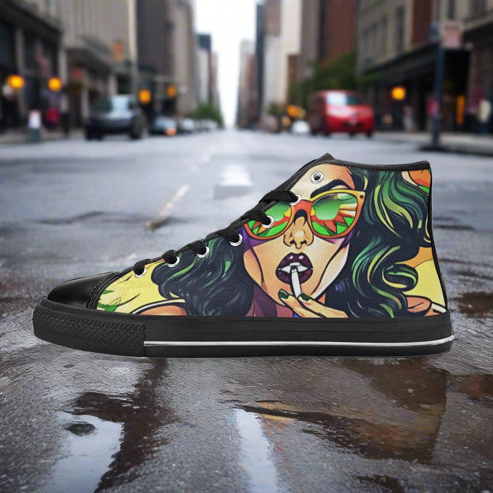 Aztec Orange Black Unique MEN Bold Art - Freaky Shoes | Custom Art Sneakers