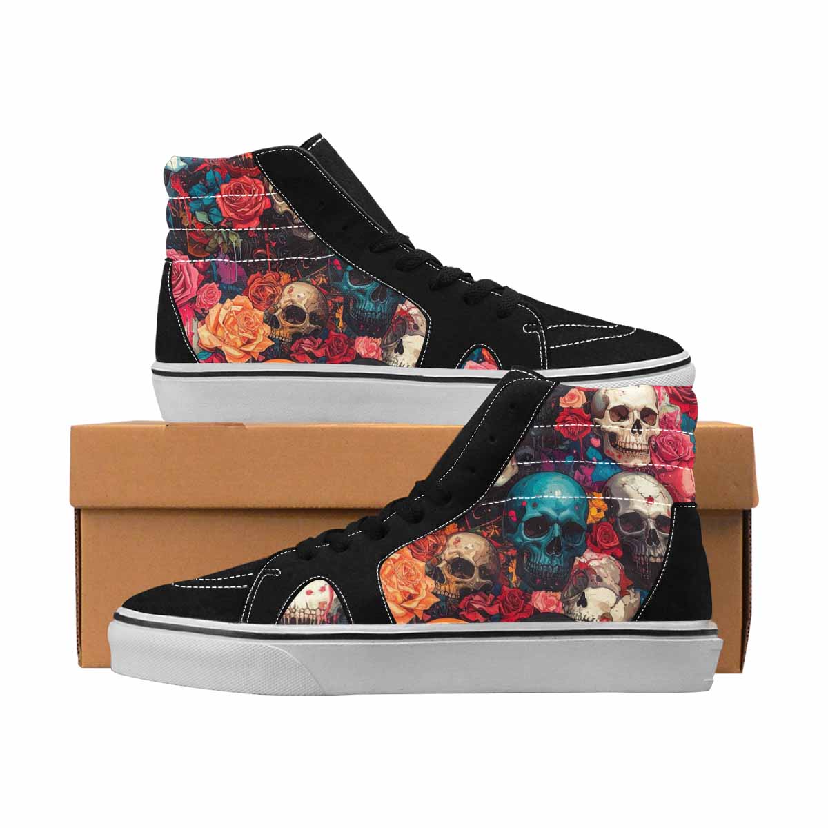 MEN'S Skulls High Top Canvas Made To Order Aesthetic Custom Art Shoes