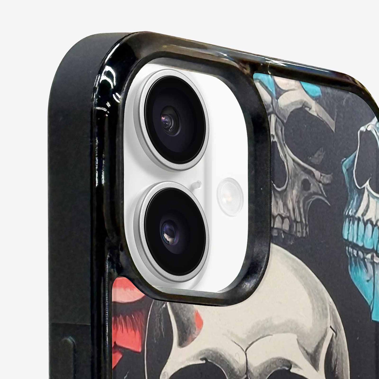 iPhone 16 Case — Skulls Roses Biker Tattoo, Custom Printed Phone Case