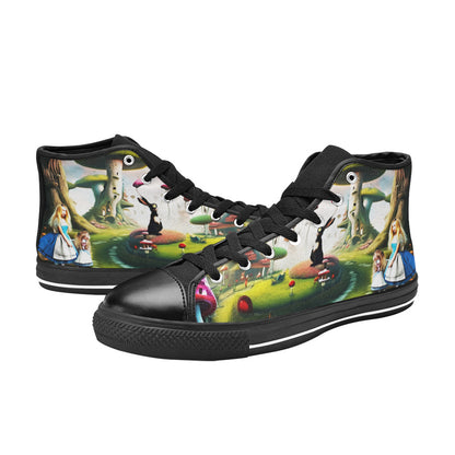 MEN'S Freaky World Wonderland Distorted High Top Canvas Grunge Custom Sneakers