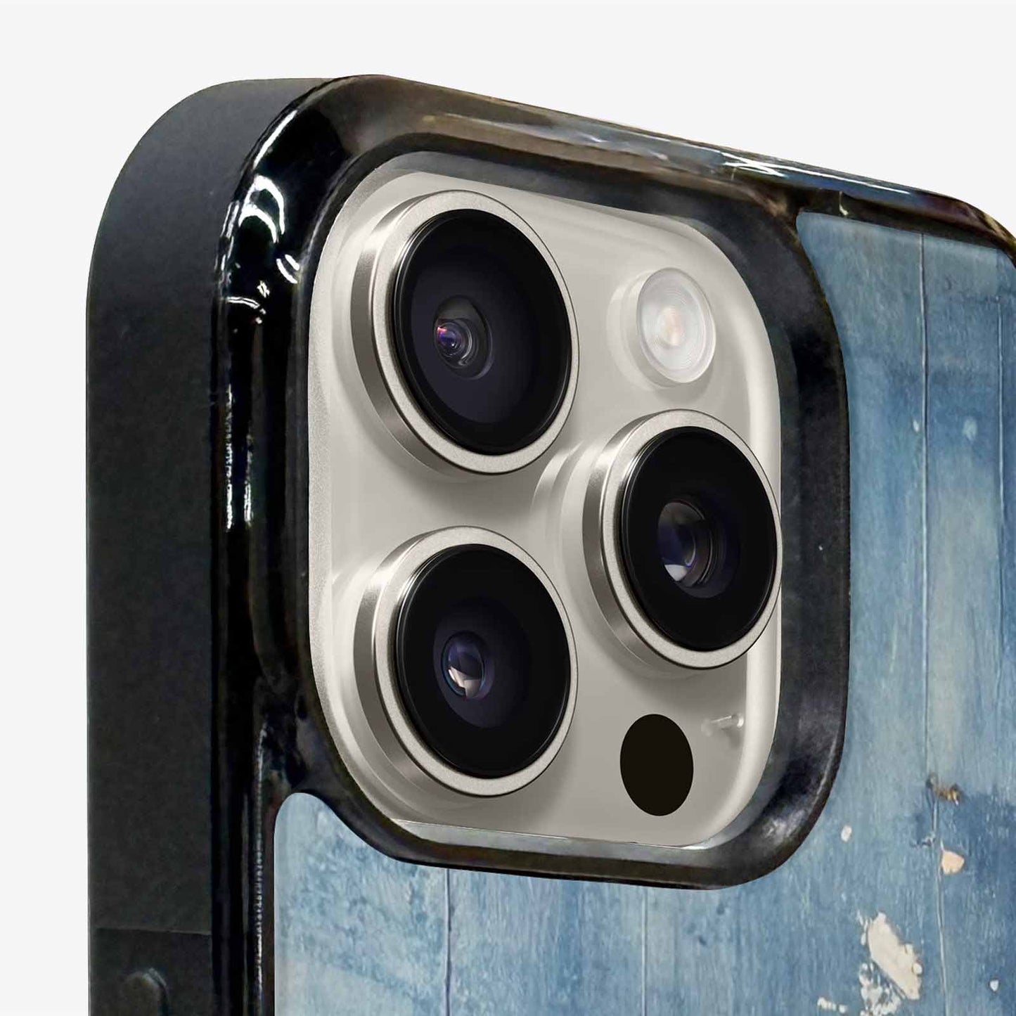 iPhone 16 Pro Case — Denim Distressed Textures Print Edge To, Custom Printed Phone Case