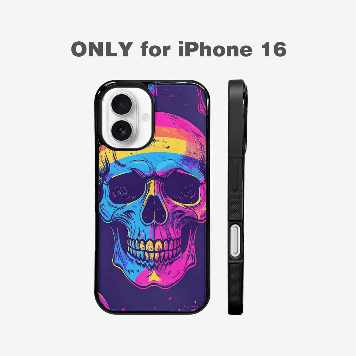 iPhone 16 Case — Pride Flag Skulls Seamless Pattern Vibrant, Custom Phone Case