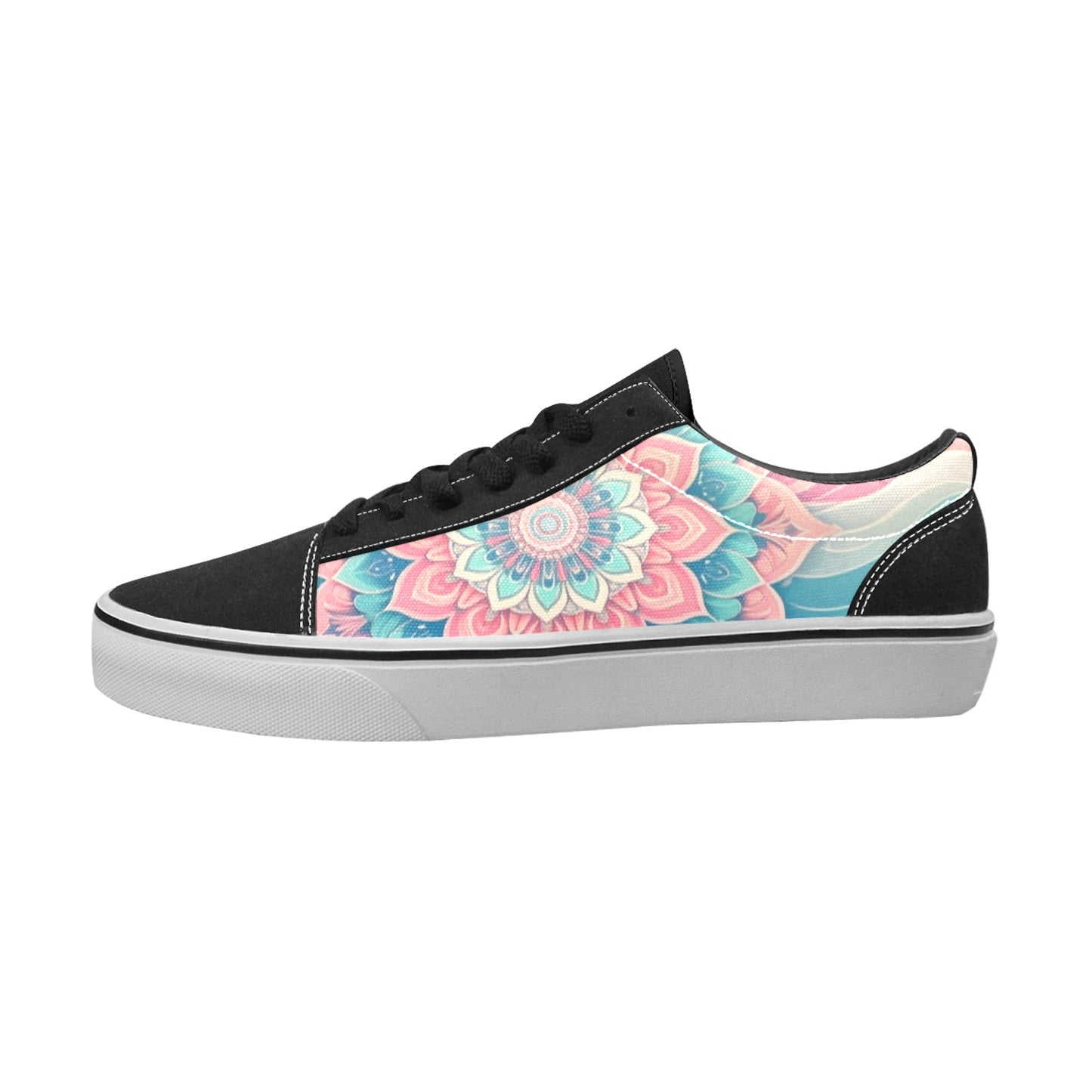 WOMEN'S Pastel Wave Mandala Low Top Skateboarding Neon Fantasy Custom Shoes