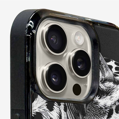 iPhone 15 Pro Max Case — Leopard Print Black And White Style, Custom Printed Phone Case