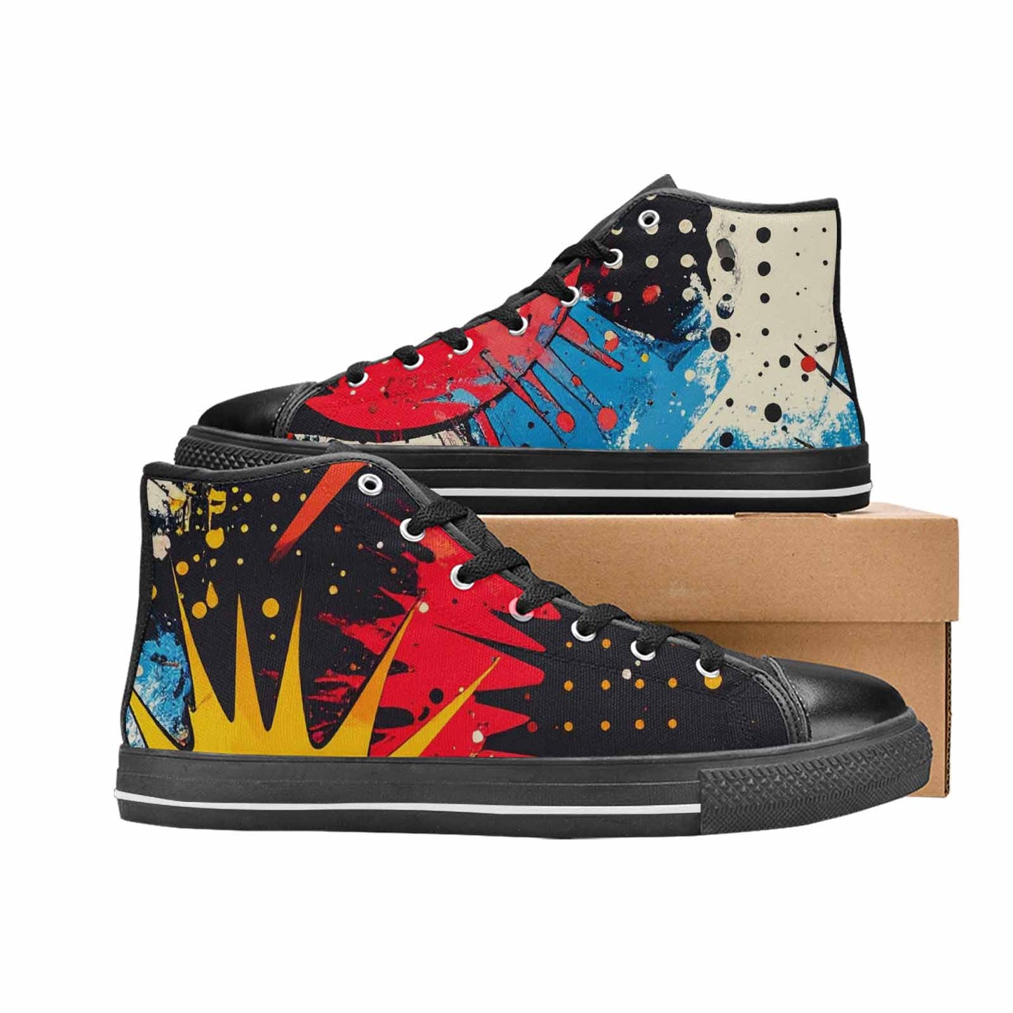 WOMEN'S Comic Book Halftone High Top Canvas Cottagecore Shoes