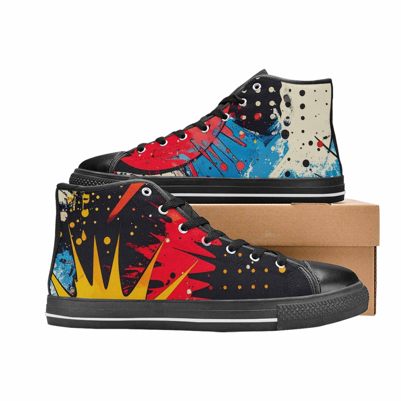 WOMEN'S Comic Book Halftone High Top Canvas Cottagecore Shoes