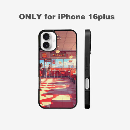 iPhone 16 Plus Case — 1950s Diner Cartoon Art Pattern, Original Design Phone Case