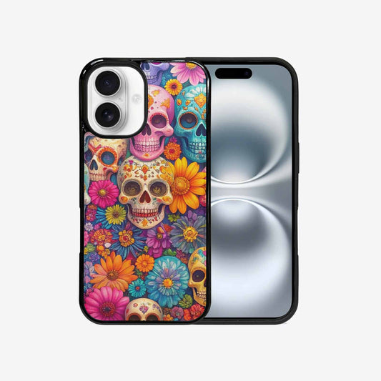 iPhone 16 Case — Ornate Candy Color Skull Pattern Hundreds, Personalized Phone Case