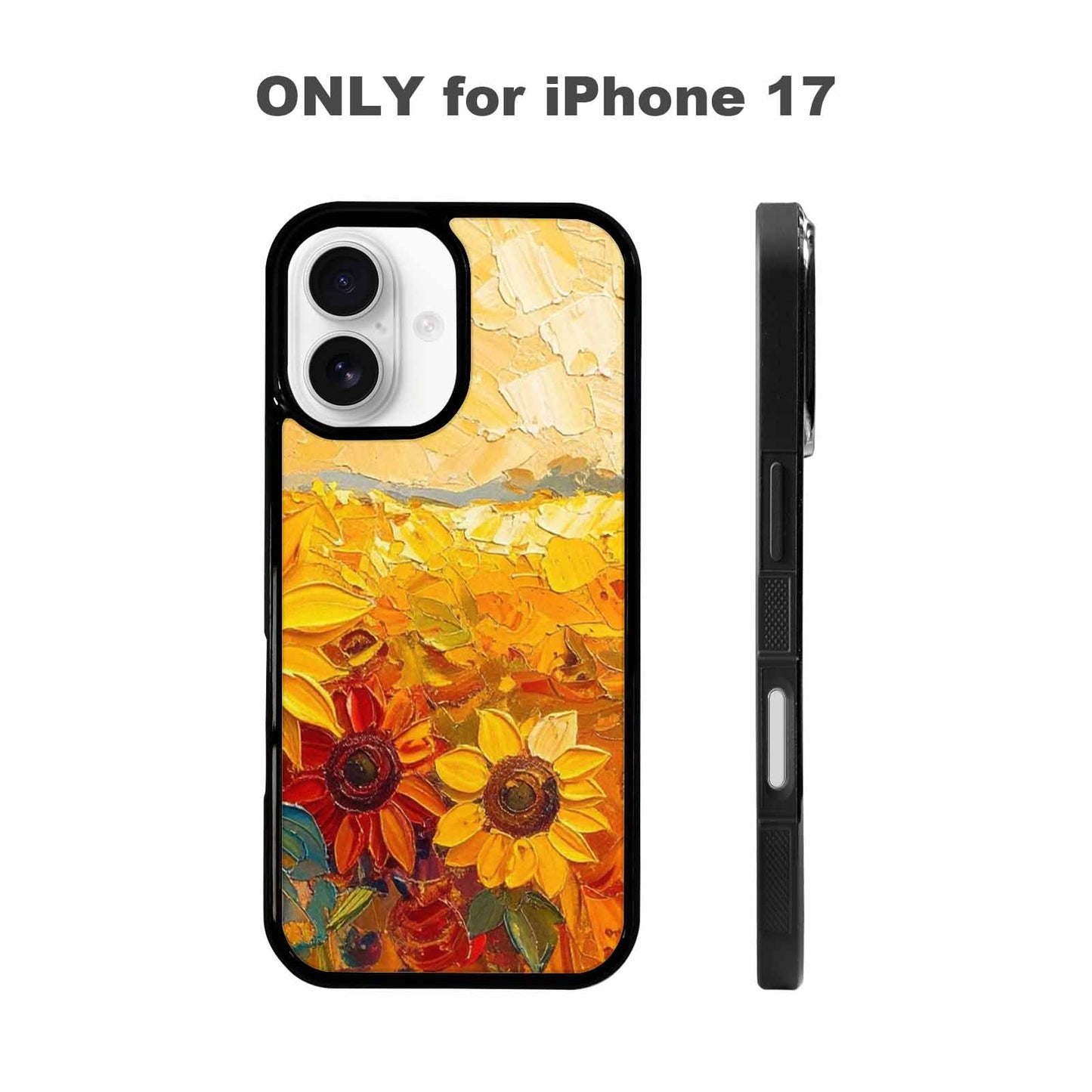 iPhone 17 Case — Impressionist Sunflower Brushstroke Pattern Floral, Custom Phone Case