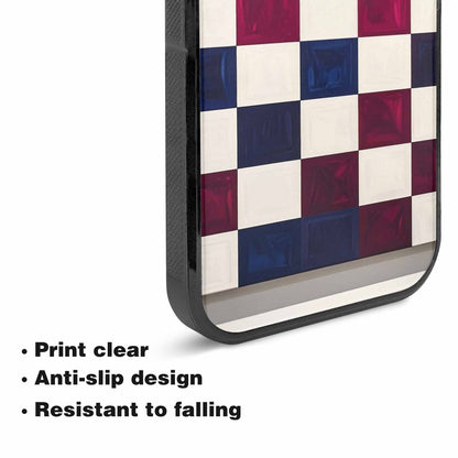 iPhone 15 Plus Case — Checkerboard Print, Personalized Phone Case