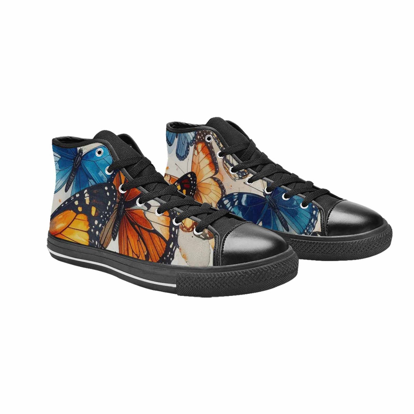 MEN'S Butterfly Wing High Top Canvas Neon Fantasy Custom Sneakers