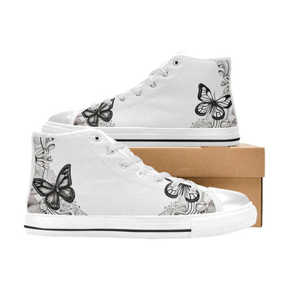MEN'S Buttetflies Mandala Art Vibes High Top Canvas Grunge Sneakers