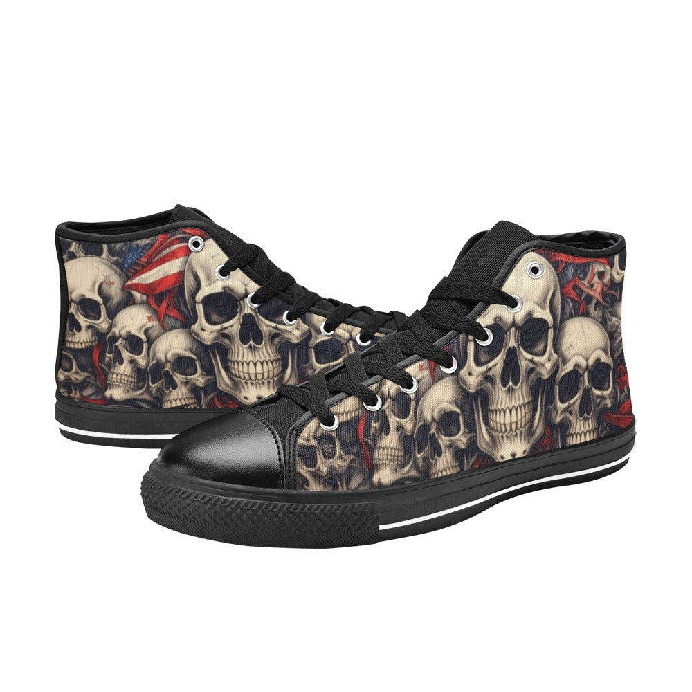 MEN'S Patriotic Skull Flag High Top Canvas Y2K Custom Shoes