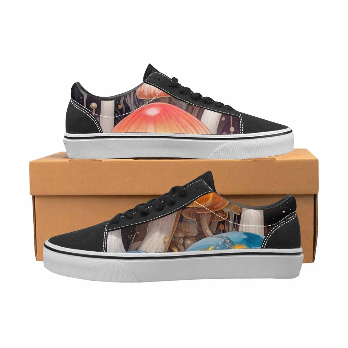 WOMEN'S Mushrooms Lace-Up Canvas Dark Academia Custom Sneakers