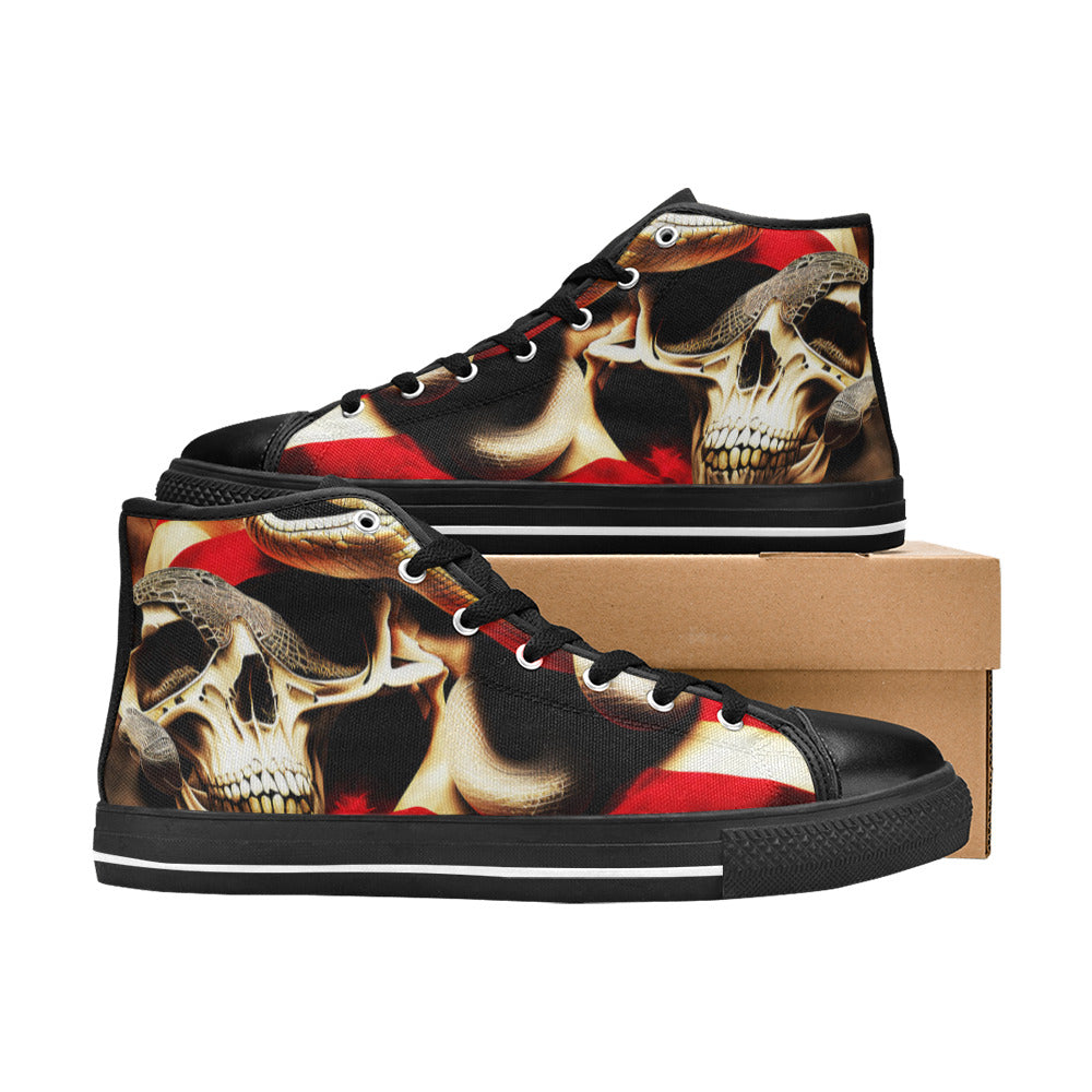 WOMEN'S Cc Patriotic Usa Flag High Top Canvas Neon Fantasy Custom Sneakers
