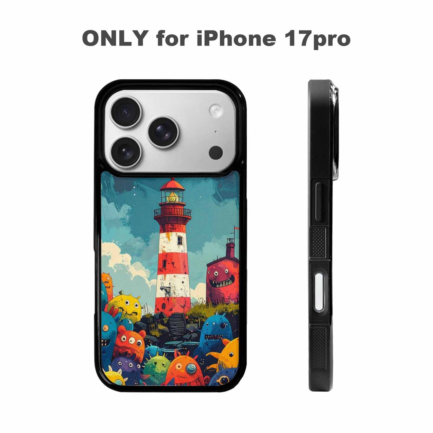 iPhone 17 Pro Case — Vintage Monsters Lighthouse Retro Vintage, Custom Art Phone Cover