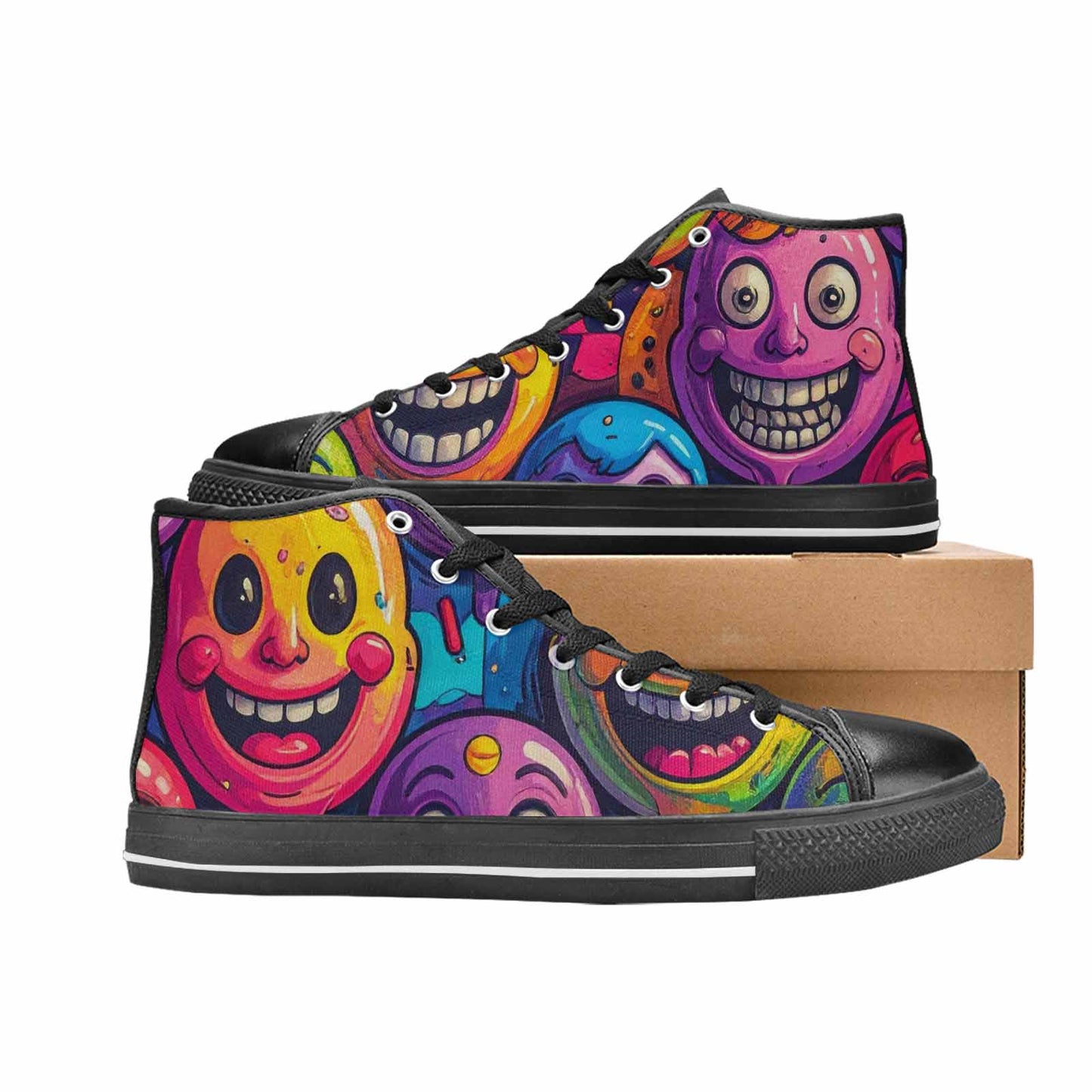 WOMEN'S Funny Looking Cartoon High Top Canvas Grunge Shoes