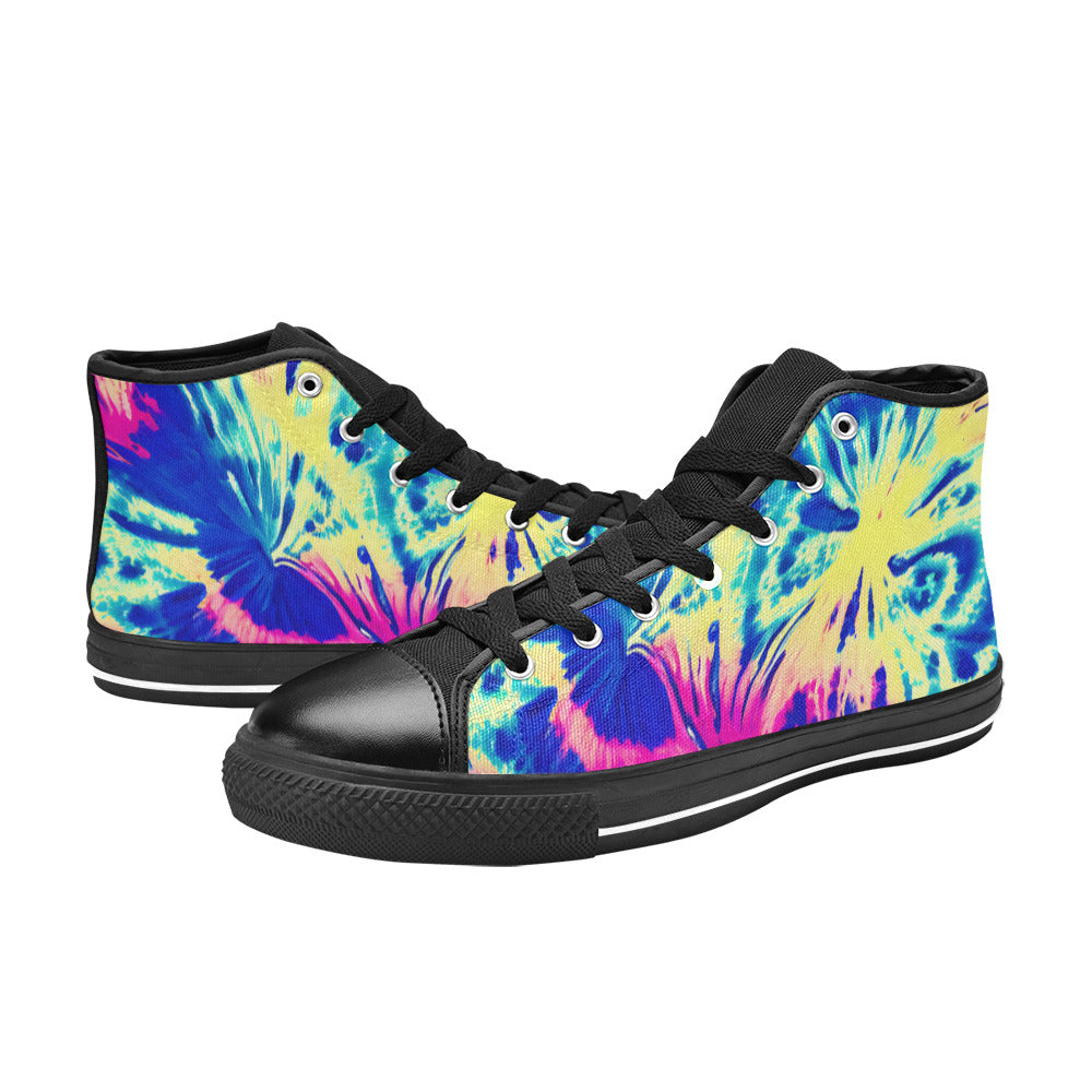 WOMEN'S Tie Dye Splash Retro High Top Canvas Wallpaper Art Sneakers