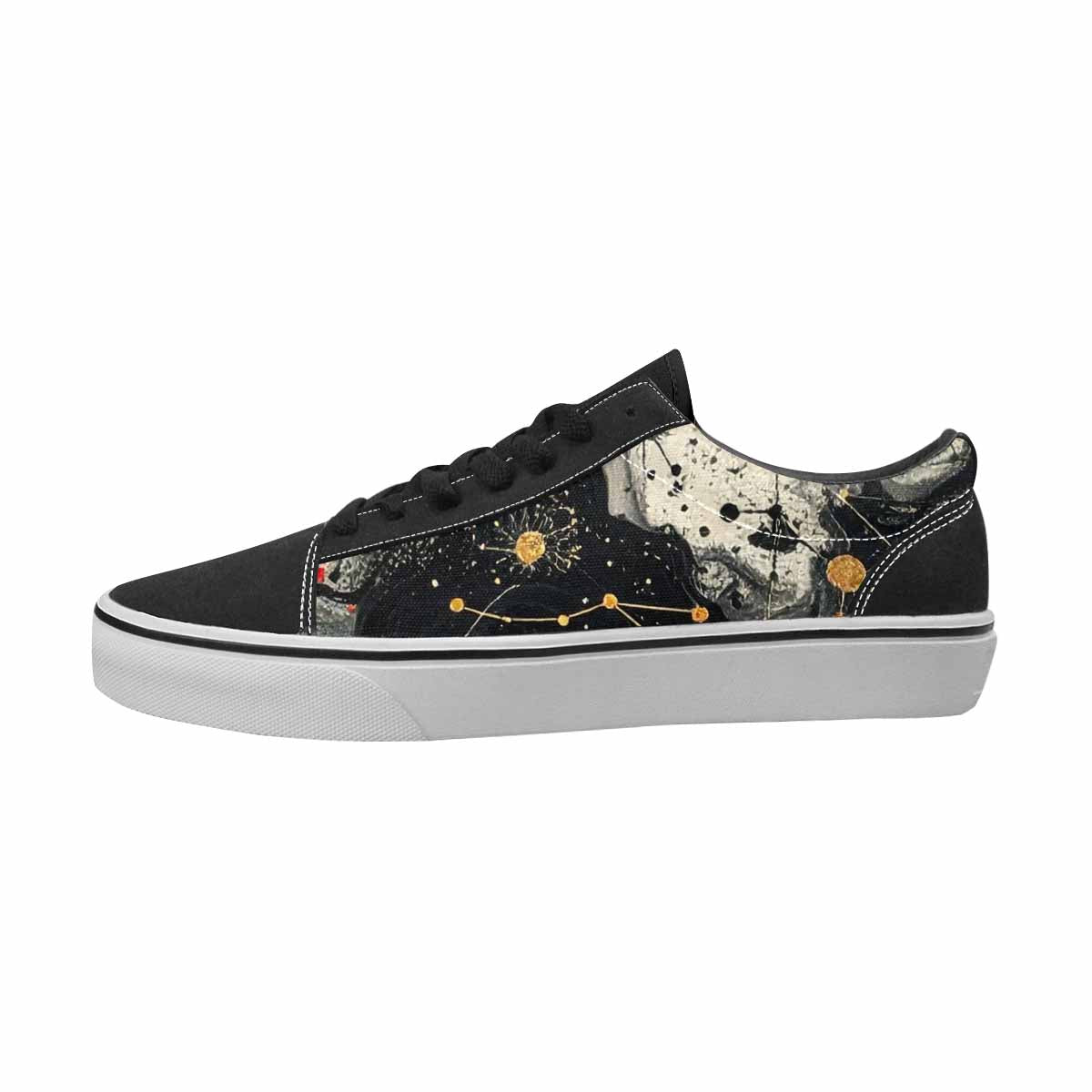 MEN'S Zodiac Black & Red Ink Canvas Custom Design Surreal Custom Art Shoes