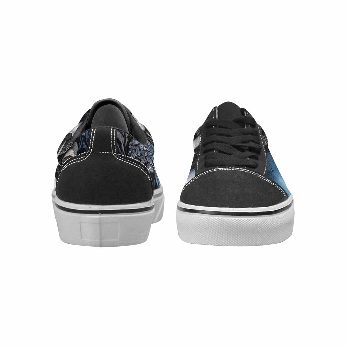 MEN'S Mushrooms Black & Blue Ink Canvas Made To Order Kaleidoscope Custom Streetwear Shoes