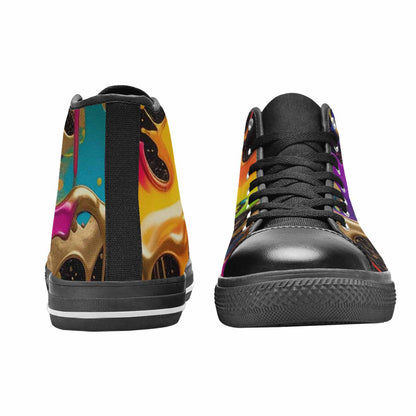 MEN'S Paint Splatter High Top Canvas Vibrant Chaos Custom Sneakers
