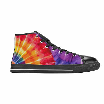 MEN'S Tie Dye Rainbow Spiral High Top Canvas Y2K Custom Shoes