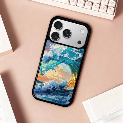 iPhone 17 Pro Case — Wave Crest Splash Wave Crest Watercolor, Personalized Phone Case