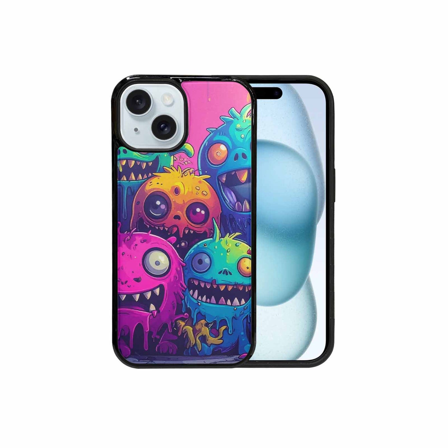 iPhone 15 Case — Overlapping Endlessly No Empty Space Monsters, Custom Made Phone Cover