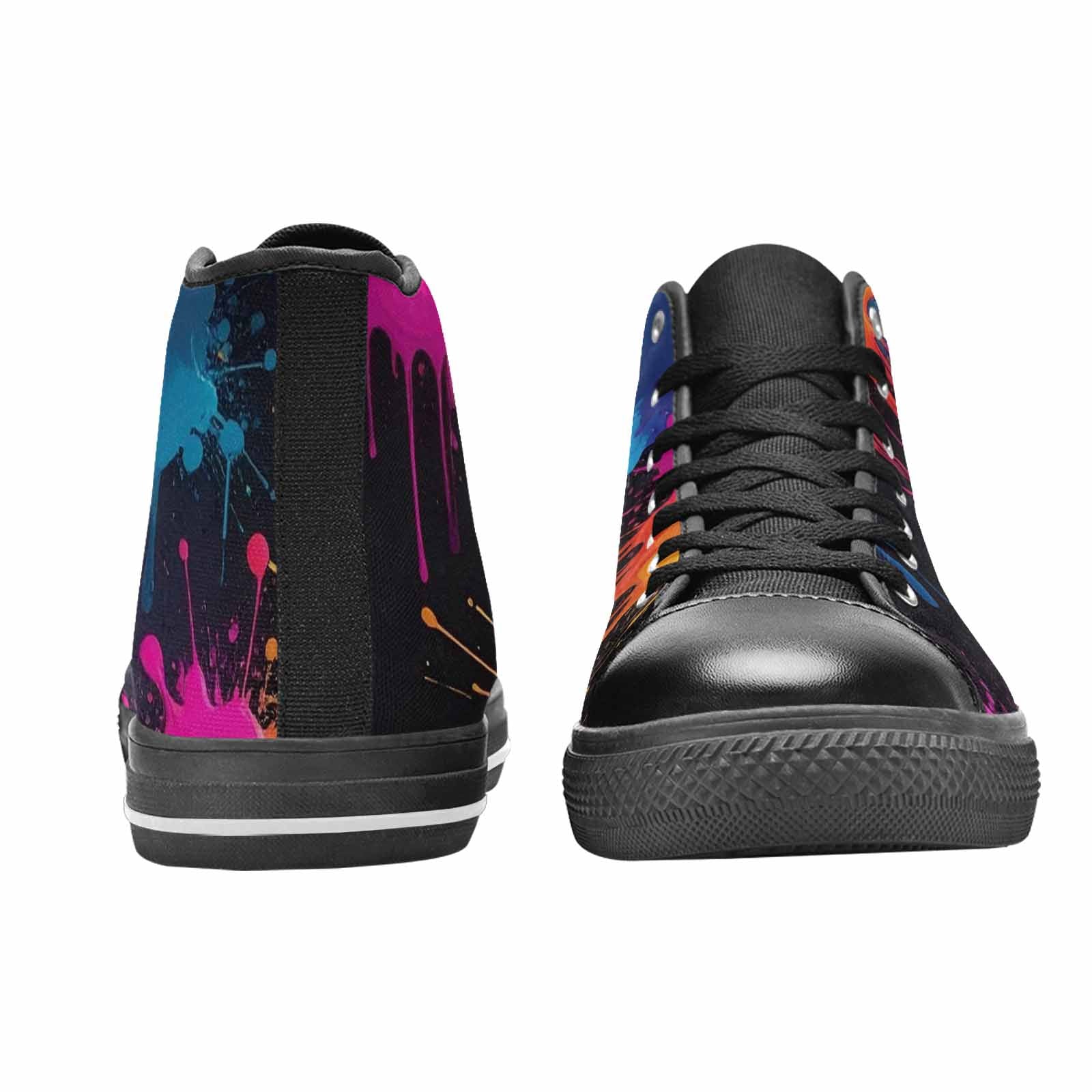 WOMEN'S Paint Splatter High Top Canvas Wallpaper Art Custom Sneakers