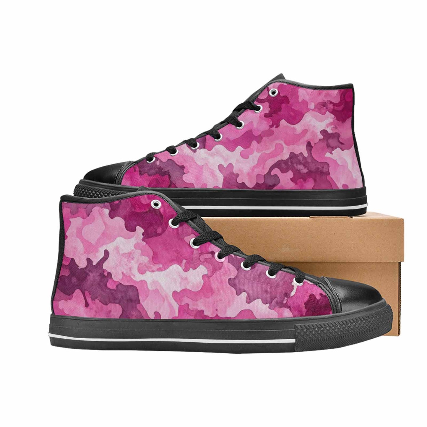 WOMEN'S Military Camouflage Blotch High Top Canvas Surreal Shoes