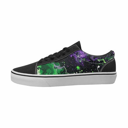 WOMEN'S Galaxy Art Black & Green Ink Canvas Bold Print Vibrant Chaos Custom Print Sneakers