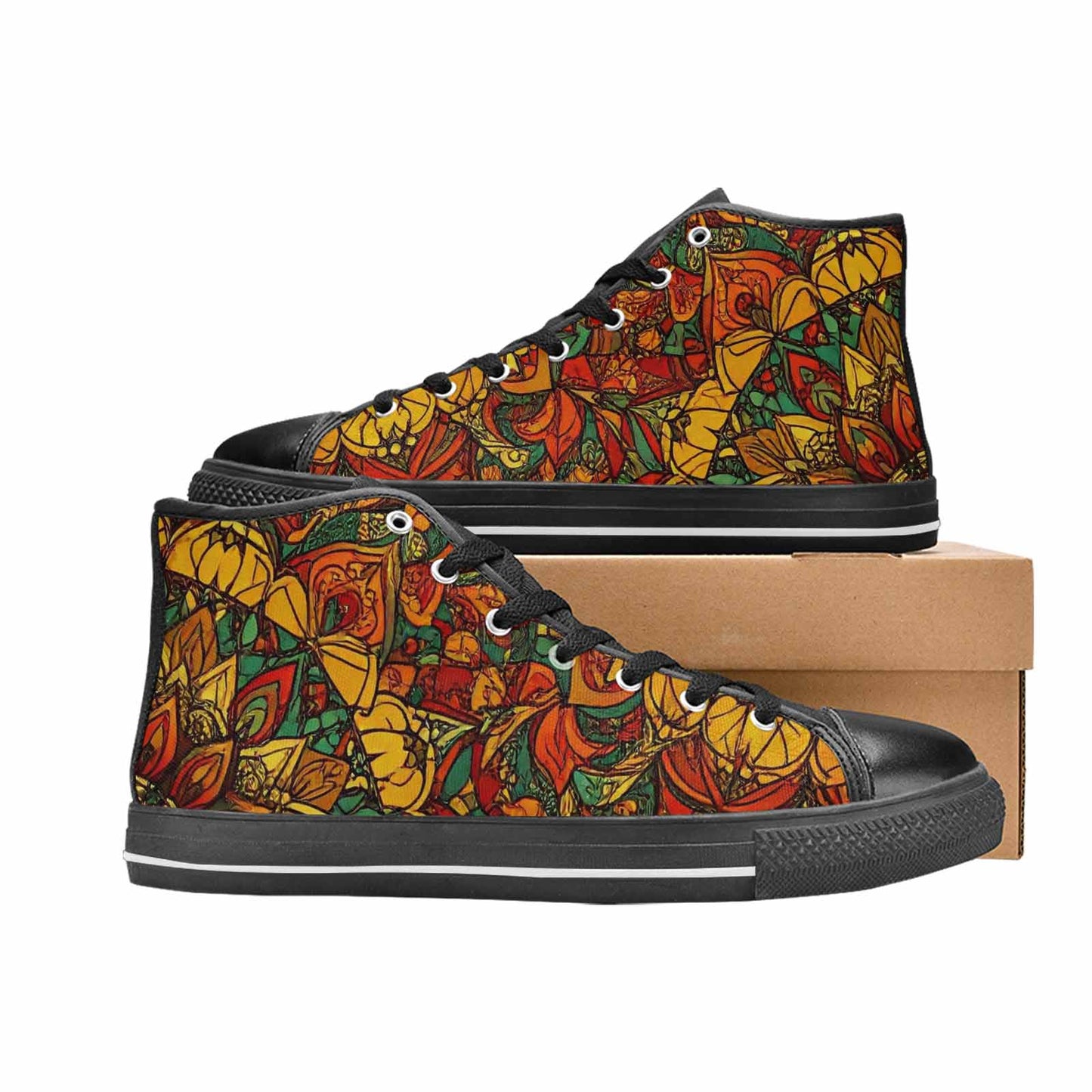 WOMEN'S Mandala Lions High Top Canvas Y2K Custom Shoes