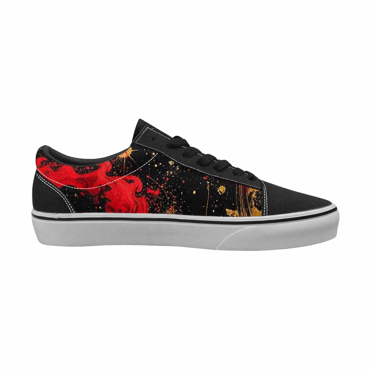 WOMEN'S Zodiac Black & Red Ink Canvas Personalized Vibrant Chaos Shoes