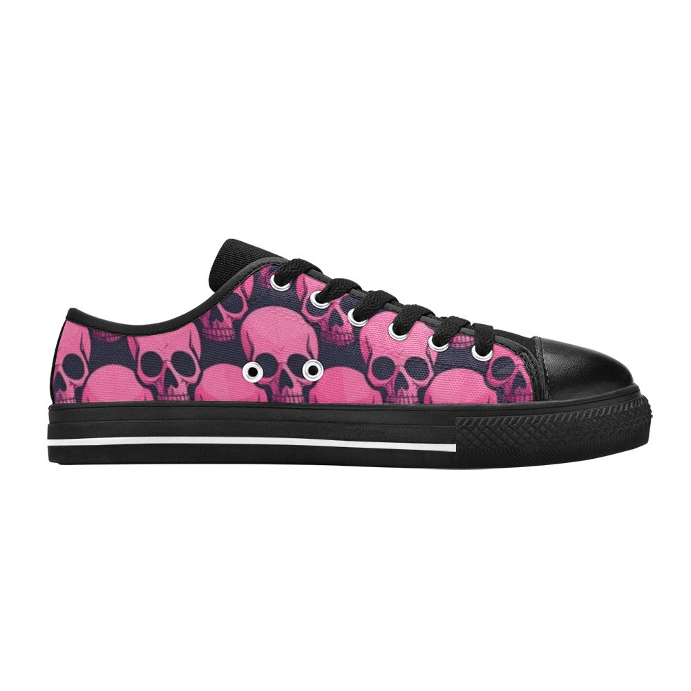 WOMEN'S Skull Underground Comix Black Low Top Canvas Dark Academia Shoes