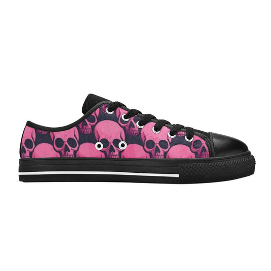 KIDS' Skull Underground Comix Black Low Top Canvas Surreal Custom Shoes