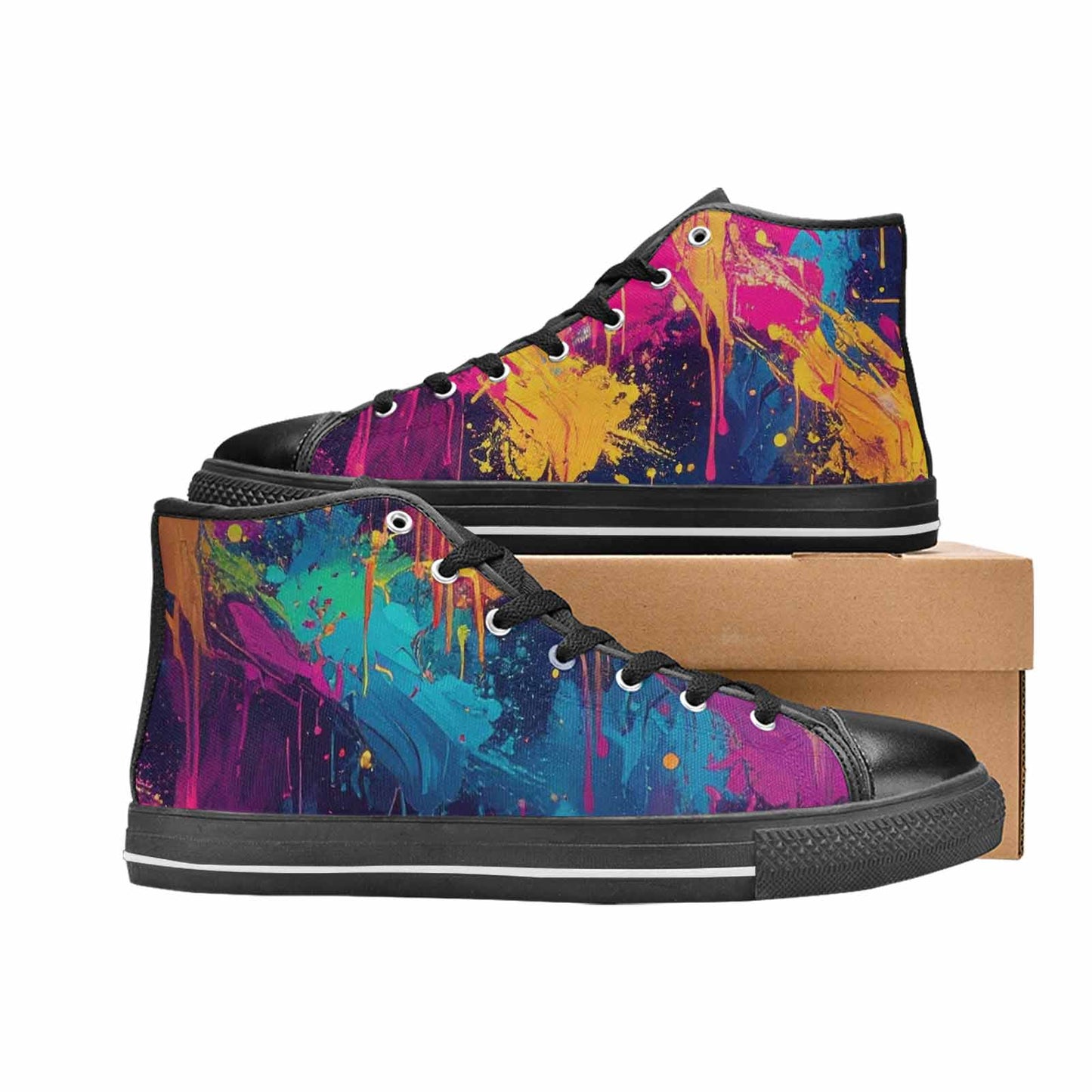 WOMEN'S Paint Splatter High Top Canvas Dreamcore Custom Sneakers
