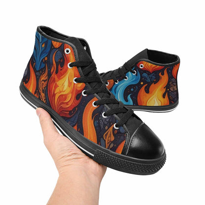WOMEN'S Fire Flame High Top Canvas Cottagecore Sneakers