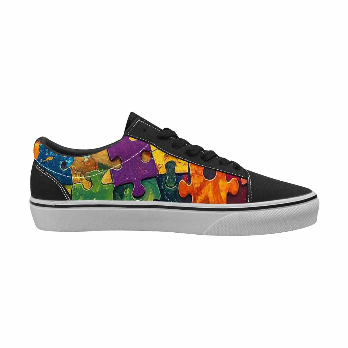 WOMEN'S Autism Puzzle Pieces Lace-Up Canvas Kaleidoscope Sneakers